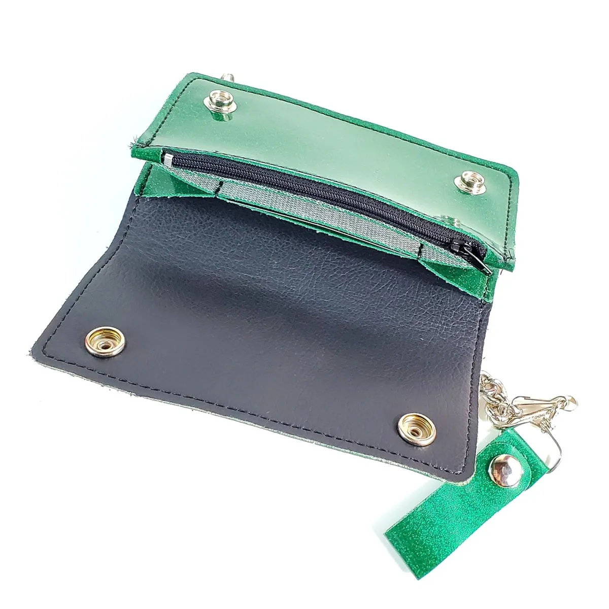 6" Glitter Vinyl  Chain Wallet in Green