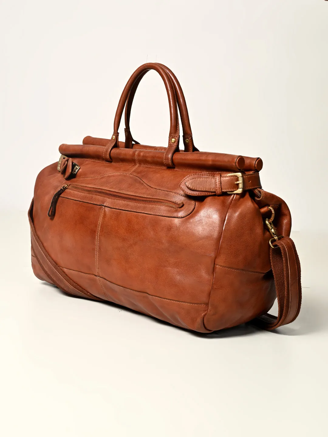 Art N Vintage Drifter: Real Leather Tan Duffle Bag