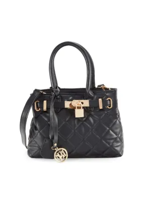 Badgley Mischka Small Quilted Reversible Tote, Black