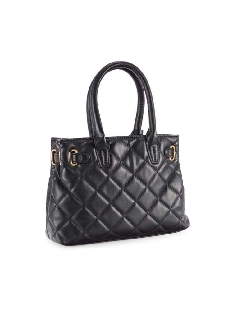 Badgley Mischka Small Quilted Reversible Tote, Black