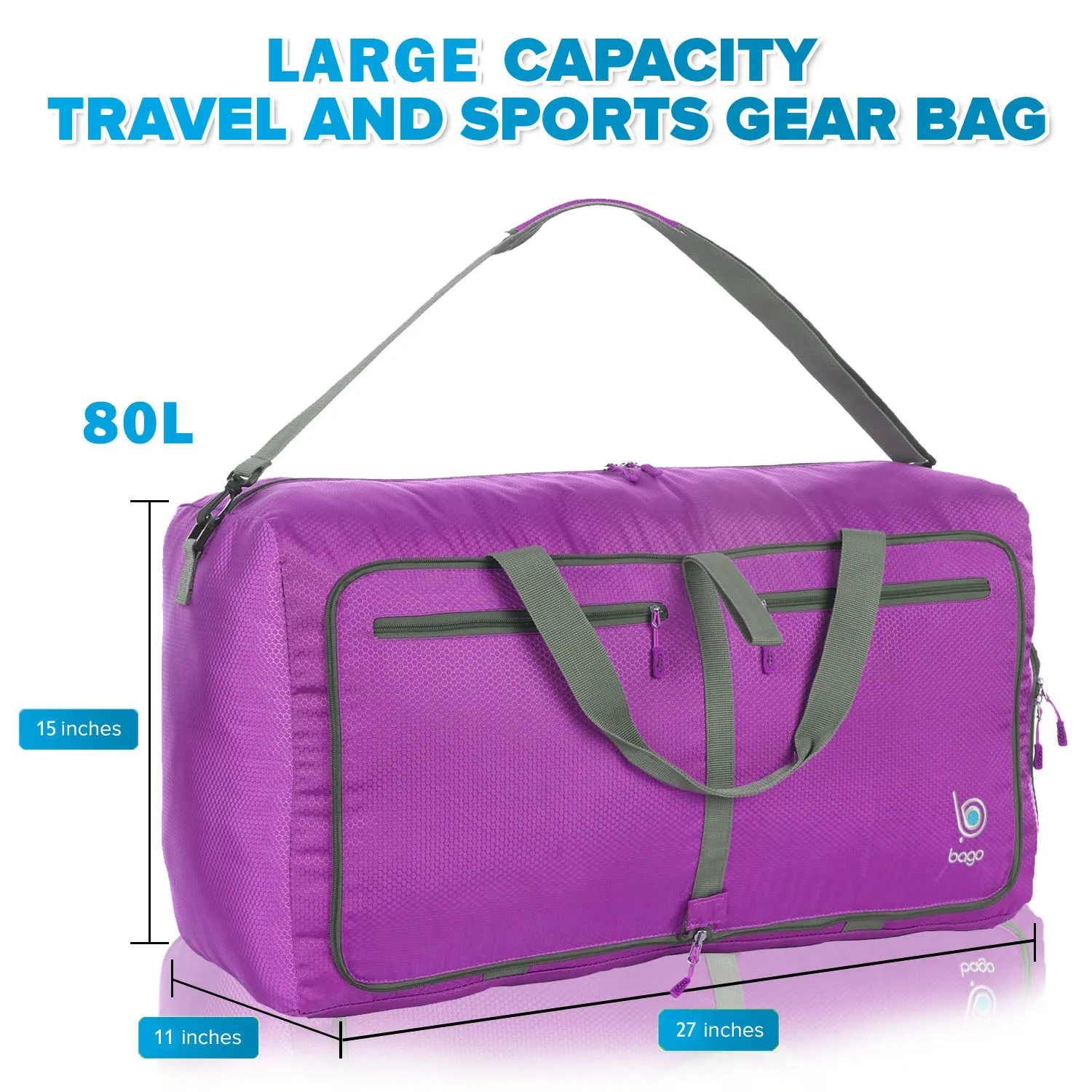 Bago 80L Duffle Bag for Women & Men - 27" Travel Bag Large Foldable Duffel bag