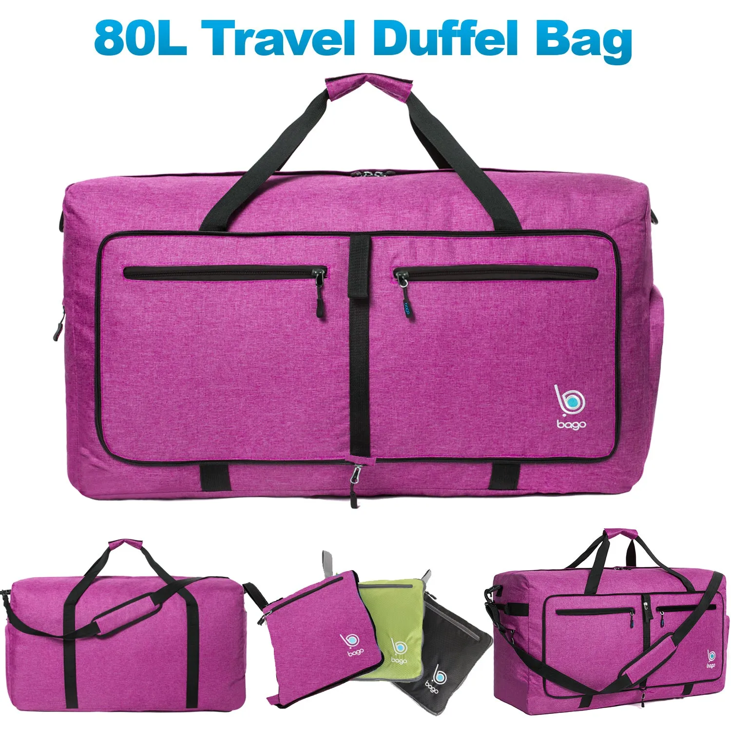 Bago 80L Duffle Bag for Women & Men - 27" Travel Bag Large Foldable Duffel bag