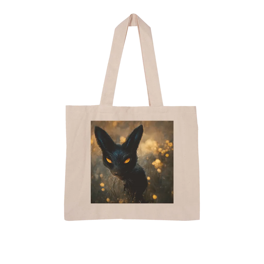 Black and Orange Kitty Cat Large Organic Tote Bag