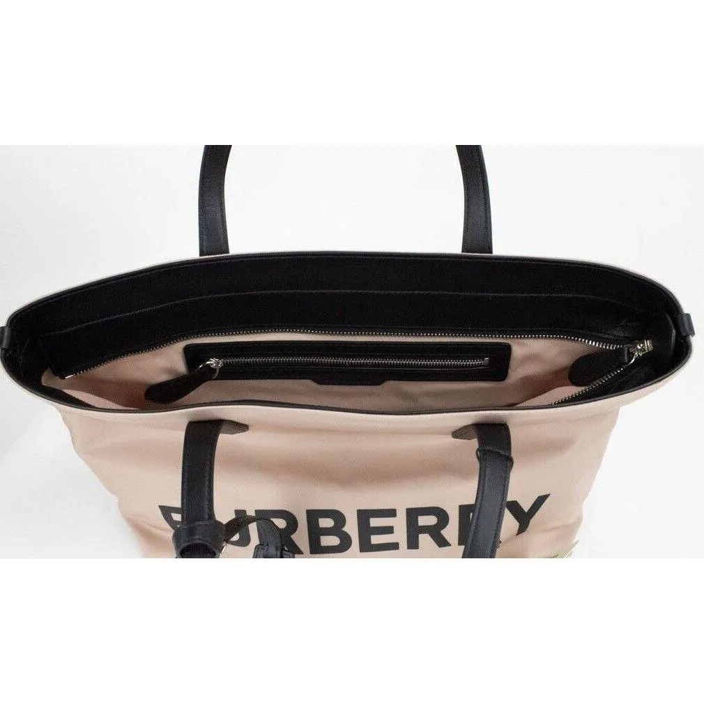 Burberry Small Rose Beige Logo Branded Econyl Nylon Tote Shoulder Handbag Purse