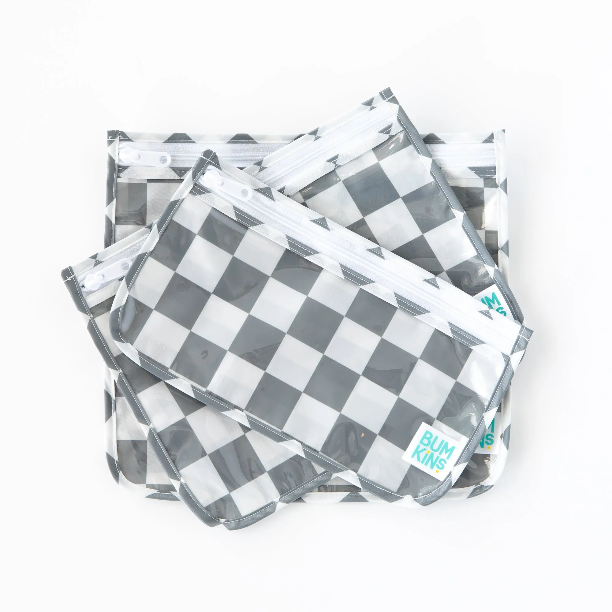 Clear Travel Bag 3 Pack: Charcoal Check