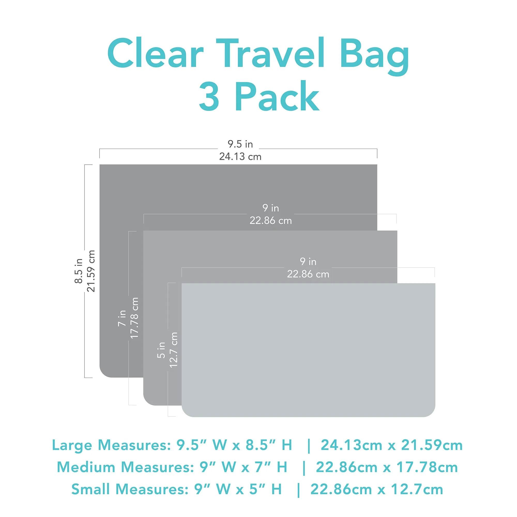 Clear Travel Bag 3-Pack: Hearts