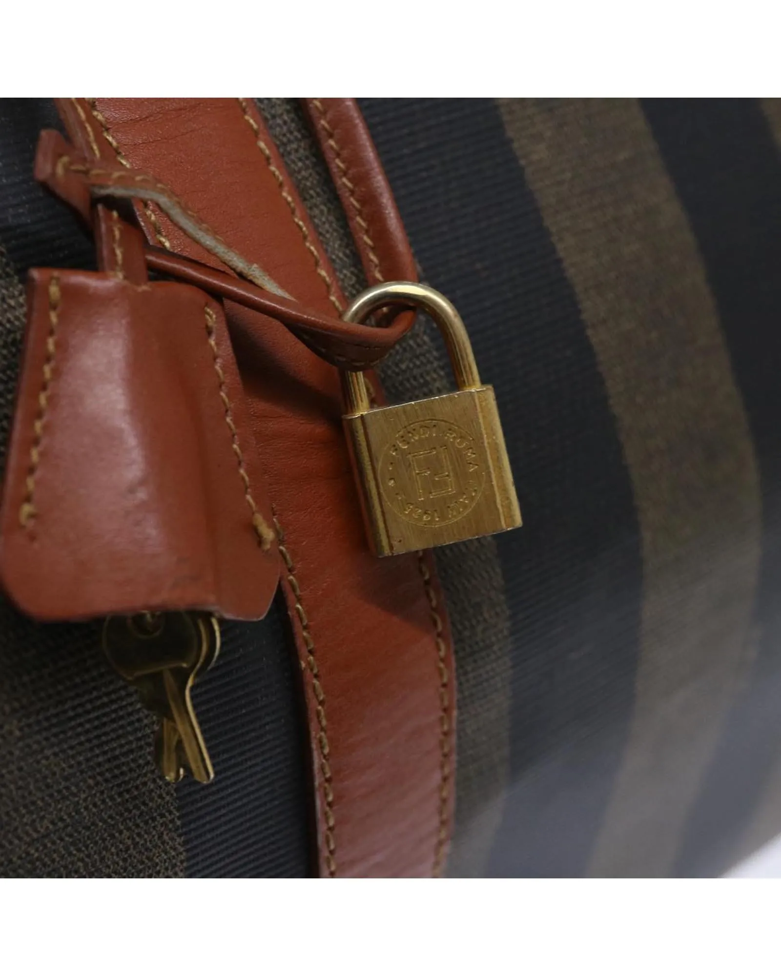 Coated Canvas Boston Bag with Padlock and Key