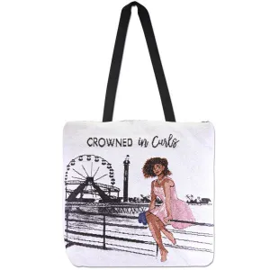 Crowned in Curls Woven Tote Bag