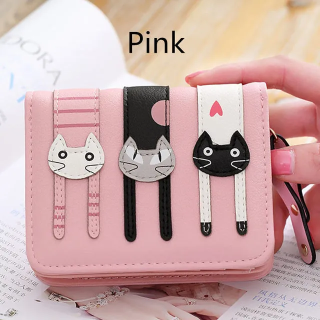 Cute PU Leather Hasp Cartoon Cat Purse