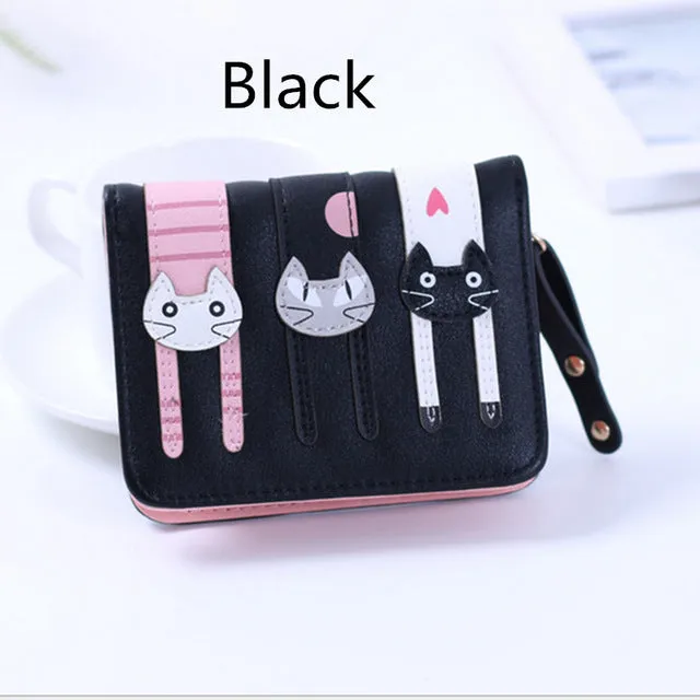 Cute PU Leather Hasp Cartoon Cat Purse