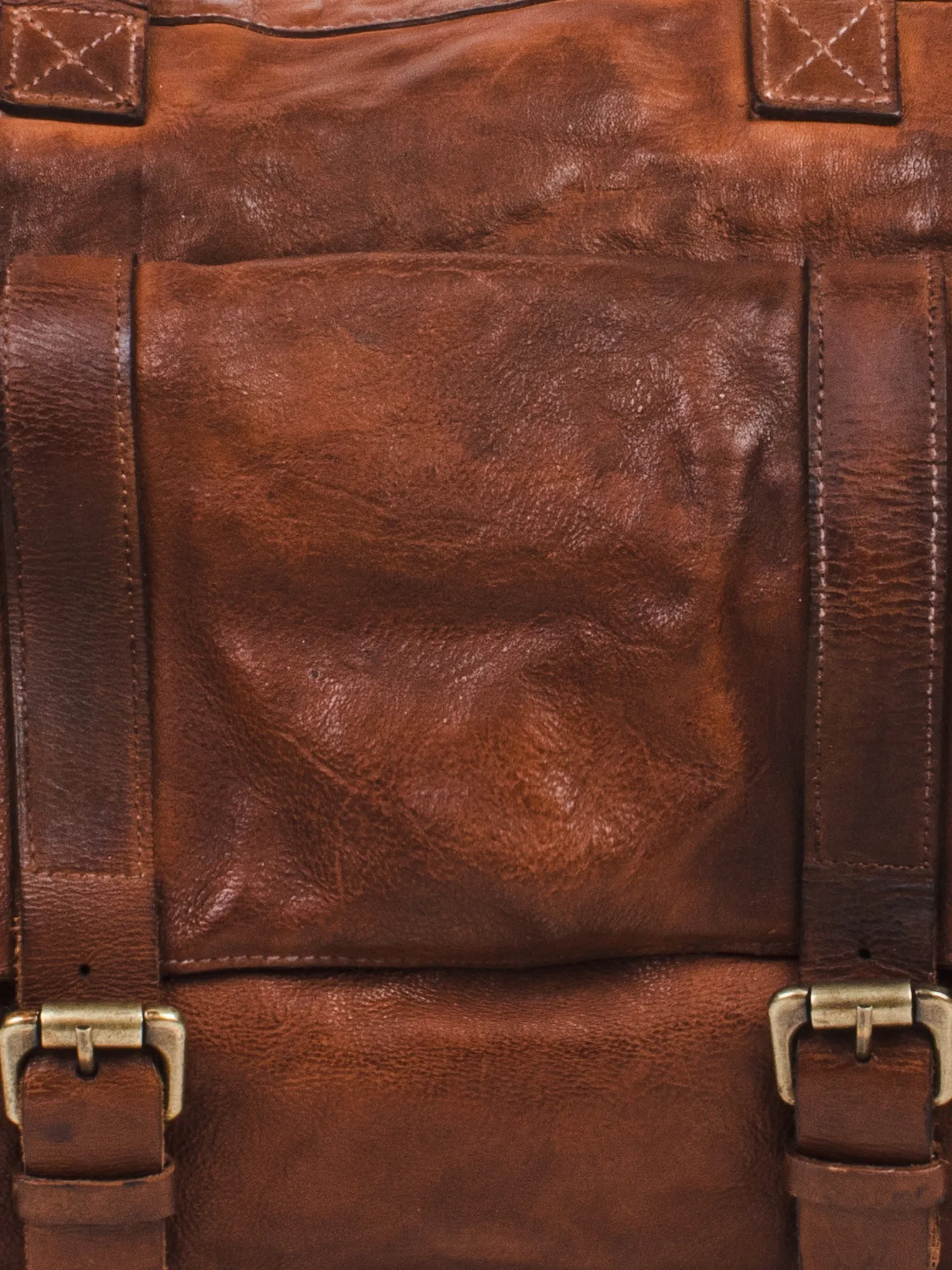 Ethan: Cognac Weekender Bag In Washed Leather For Travel