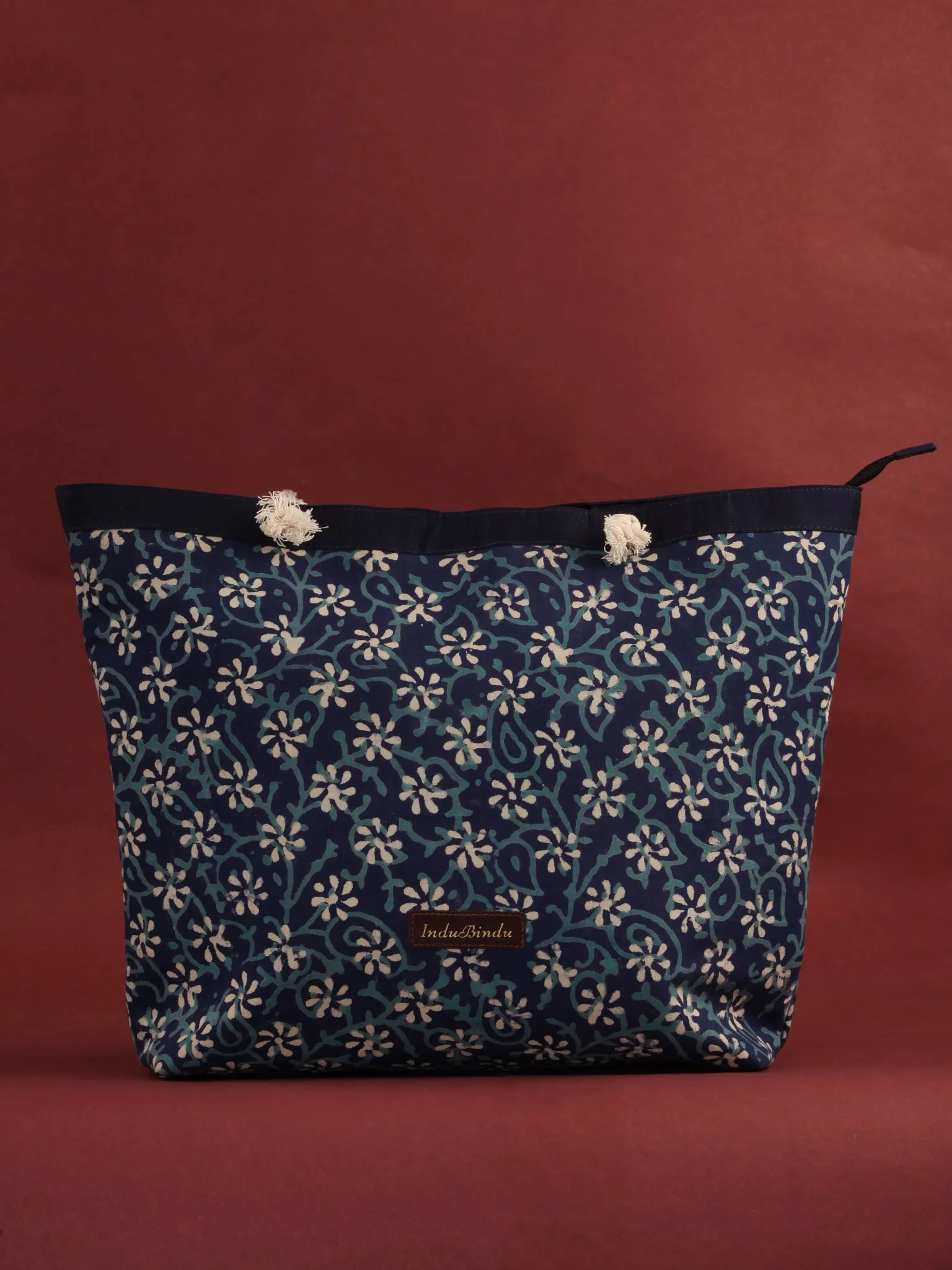 Indigo Hand Block Printed Tote Bag - B0804