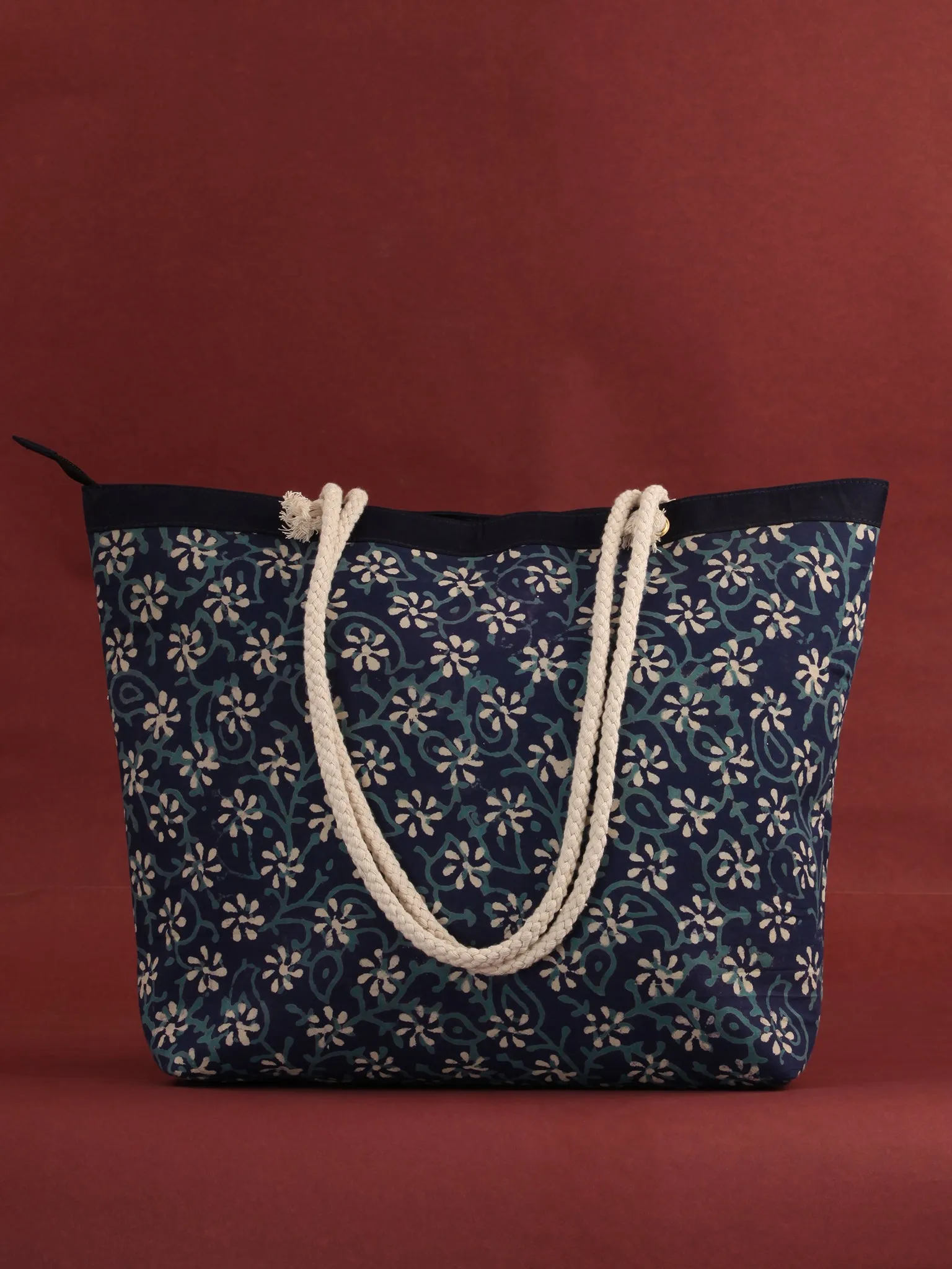 Indigo Hand Block Printed Tote Bag - B0804