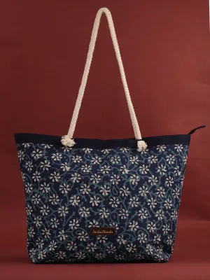 Indigo Hand Block Printed Tote Bag - B0804