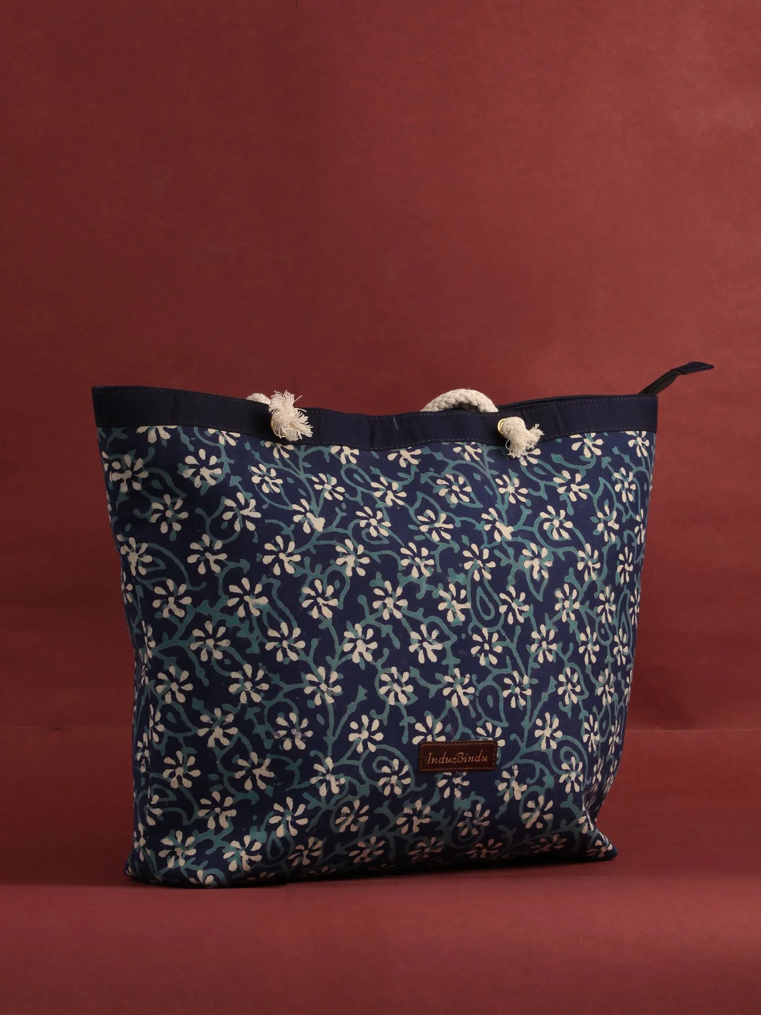 Indigo Hand Block Printed Tote Bag - B0804