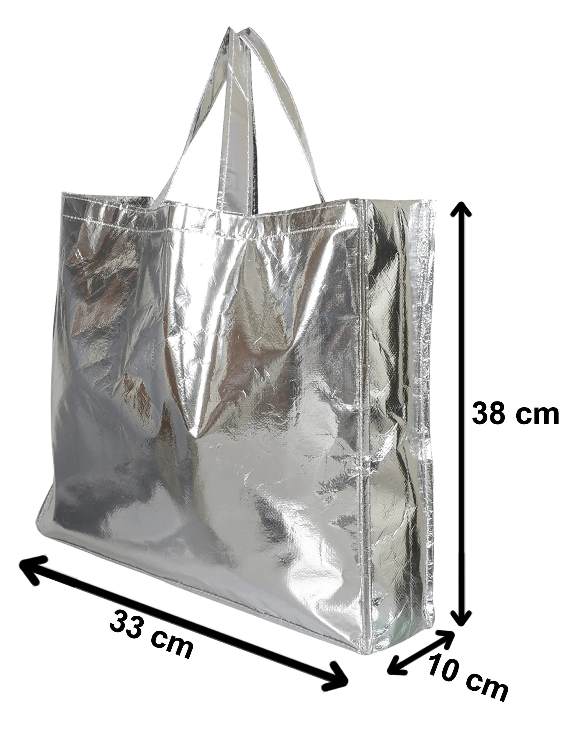 Kuber Industries Reusable Small & Large Size Grocery Bag Shopping Bag with Handle, Non-Woven Gift Bag Goodies Bag Silver Tote Bag-Pack of 24 (Silver) (HS_36_KUBMART018925)