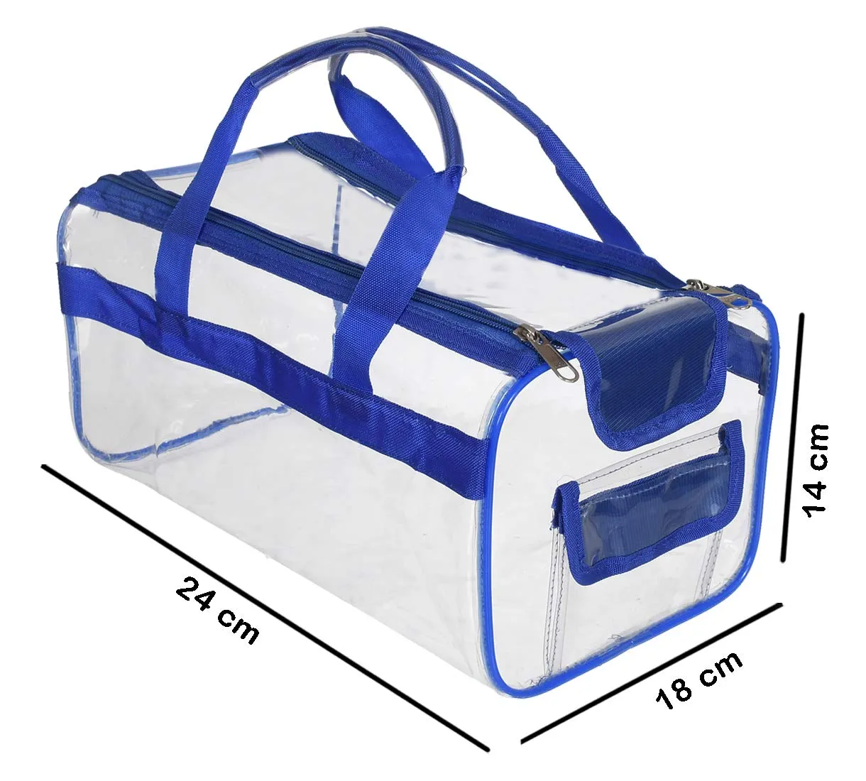 Kuber Industries Small Size Clear PVC Travel Toiletry Bag Handbag Beach Tote Bag Organizer for Men and Women (Blue) (F_26_KUBBMART017013)