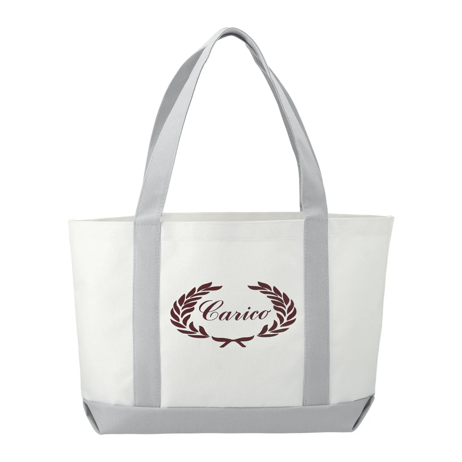 Large Canvas Boat Tote - White/Grey