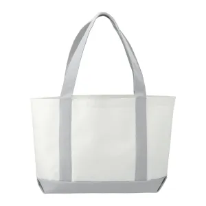 Large Canvas Boat Tote - White/Grey