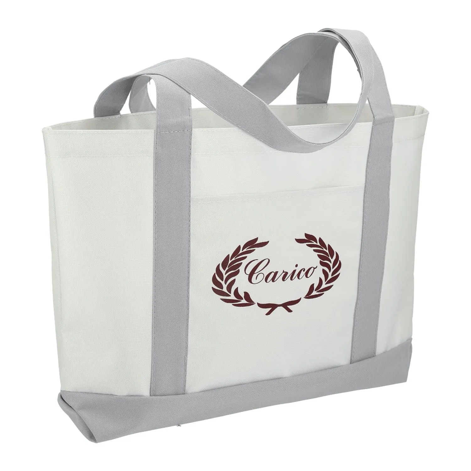 Large Canvas Boat Tote - White/Grey