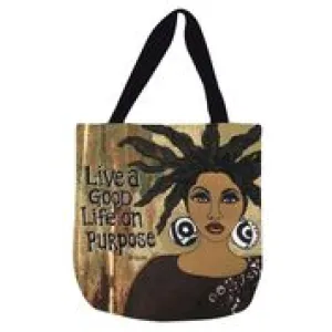 Live a Good Life Woven Tote Bag