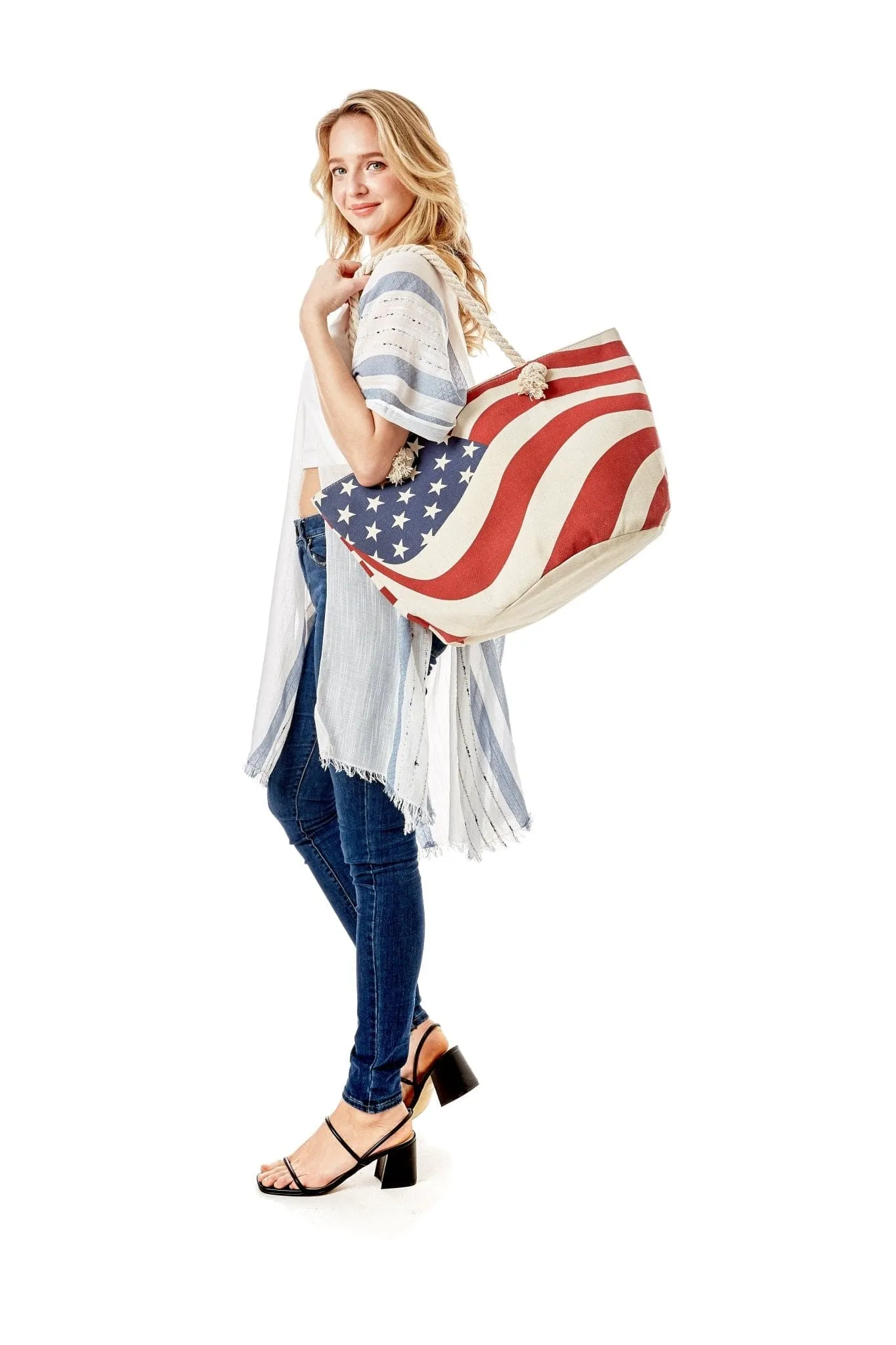 LOA092 American Flag Beach Tote