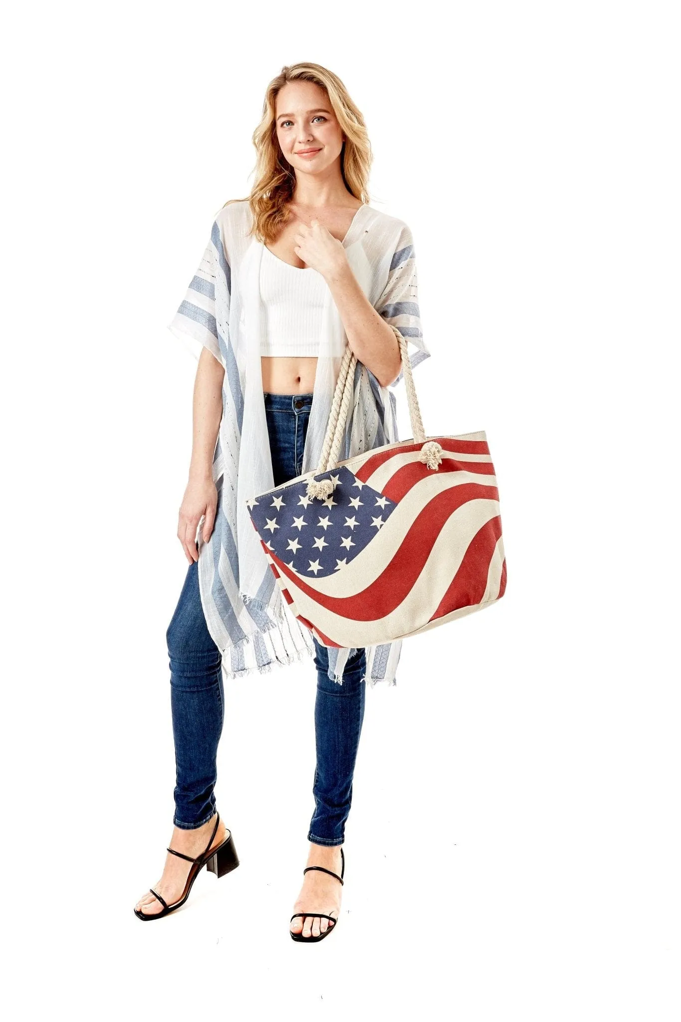 LOA092 American Flag Beach Tote