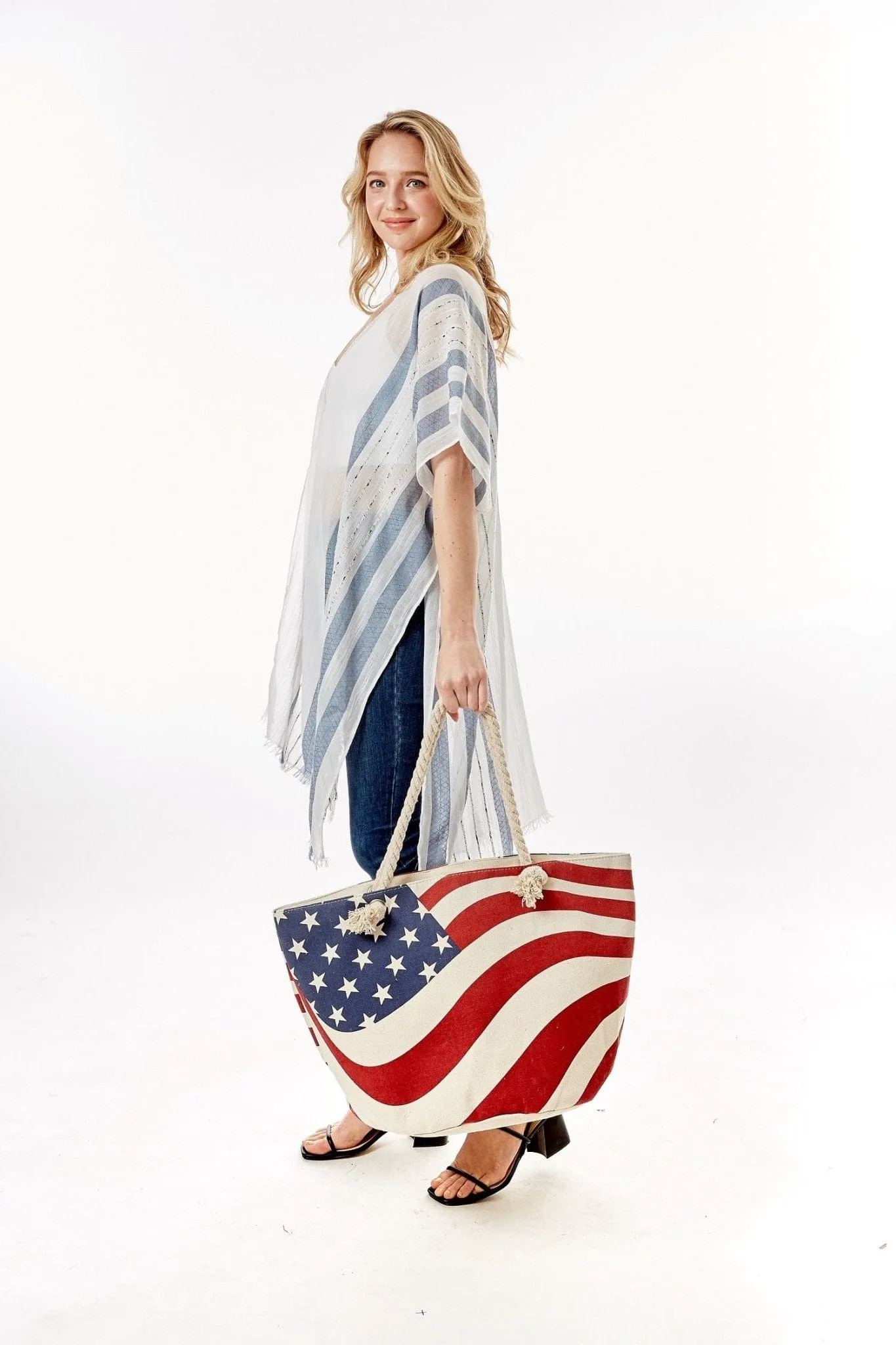 LOA092 American Flag Beach Tote