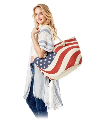 LOA092 American Flag Beach Tote