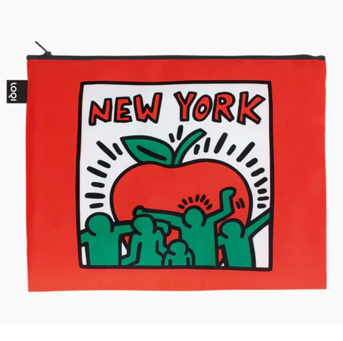 LOQI Reusable Zip Pocket Tote Bags – Keith Haring New York – Set of 3