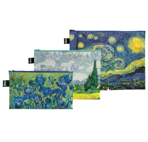 LOQI Reusable Zip Pocket Tote Bags – The Vincent Van Gogh – Set of 3