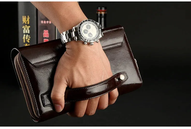 LUXURY GENUINE LEATHER MEN CLUTCH