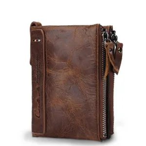 Men's Genuine Leather Zipper Wallet