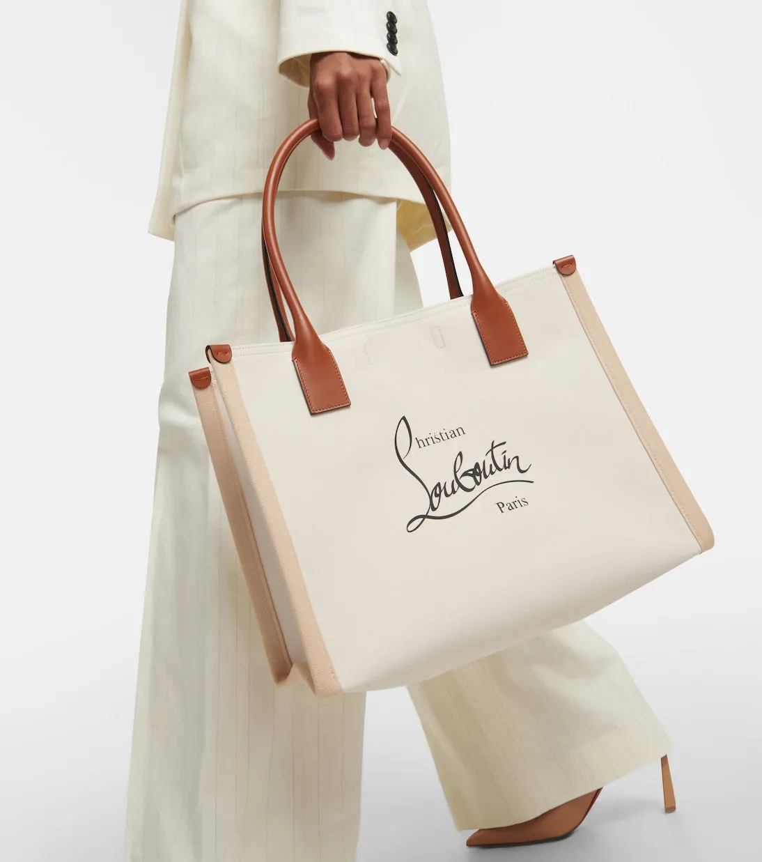 Nastroloubi Christian Louboutin Large Canvas Tote, Neutral