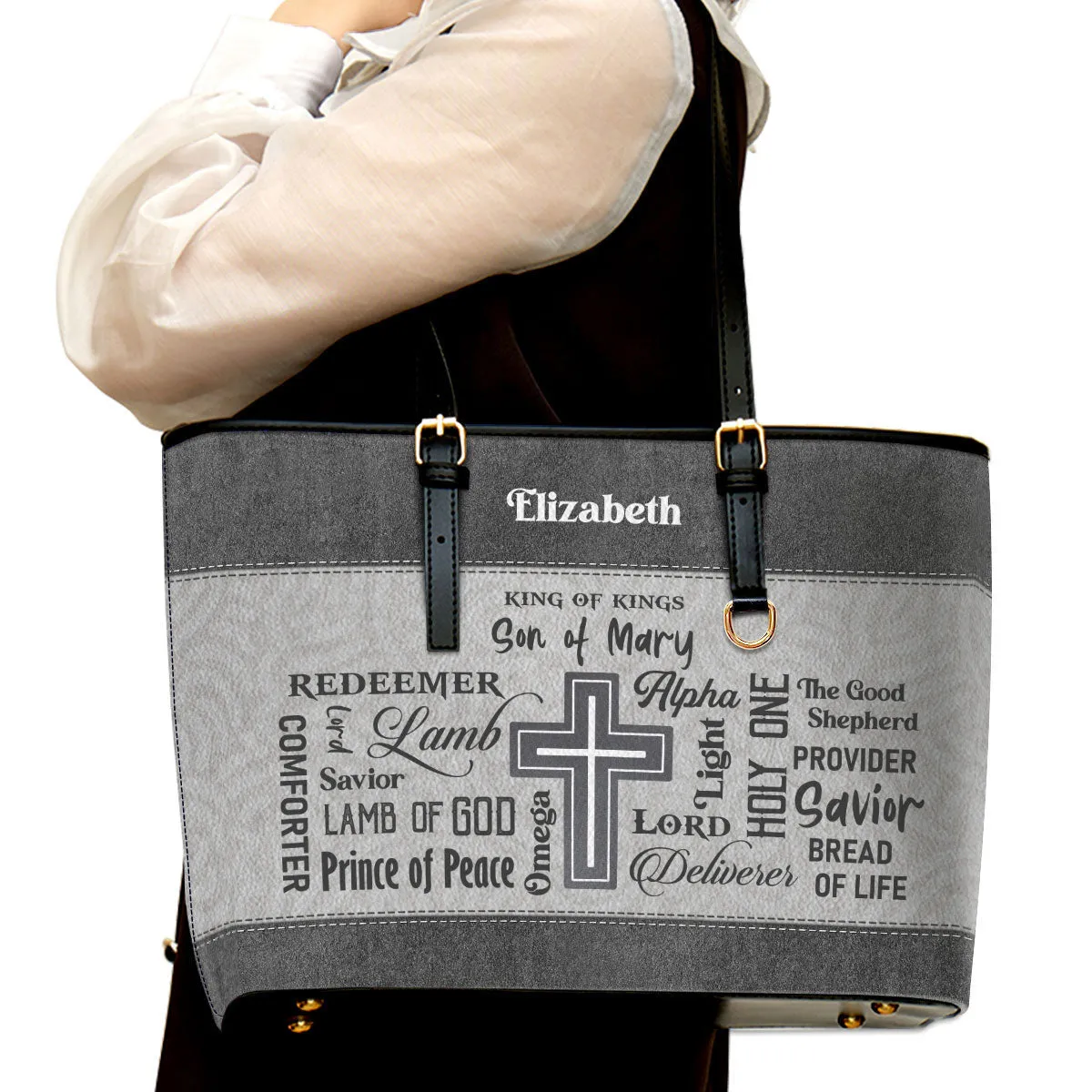 Personalized Large Leather Tote Bag Christ Gifts For Women Of God King Of Kings - Spiritual Gifts For Christian Women