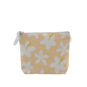 *Plumeria Cream Cosmetic Bag, Large