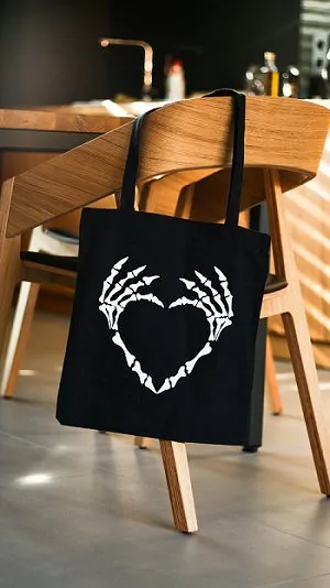 Premium Cotton Canvas Tote Bag- Bone Black