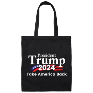 President Trump 2024 Take America Back Canvas Tote Bag