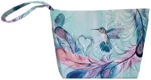 "Hummingbird Feathers" Small Zippered Tote artwork by Métis artist, Carla Joseph