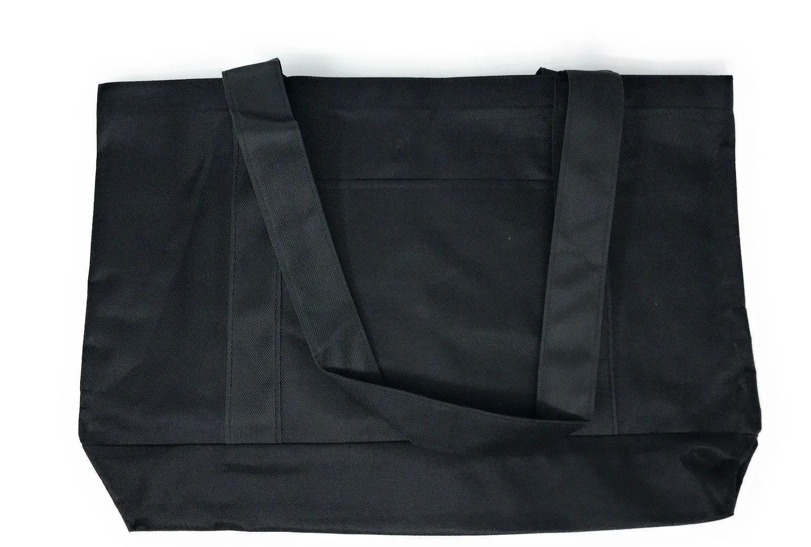 Reusable Grocery Shopping Totes Bags With Wide Bottom Gusset Black Plain