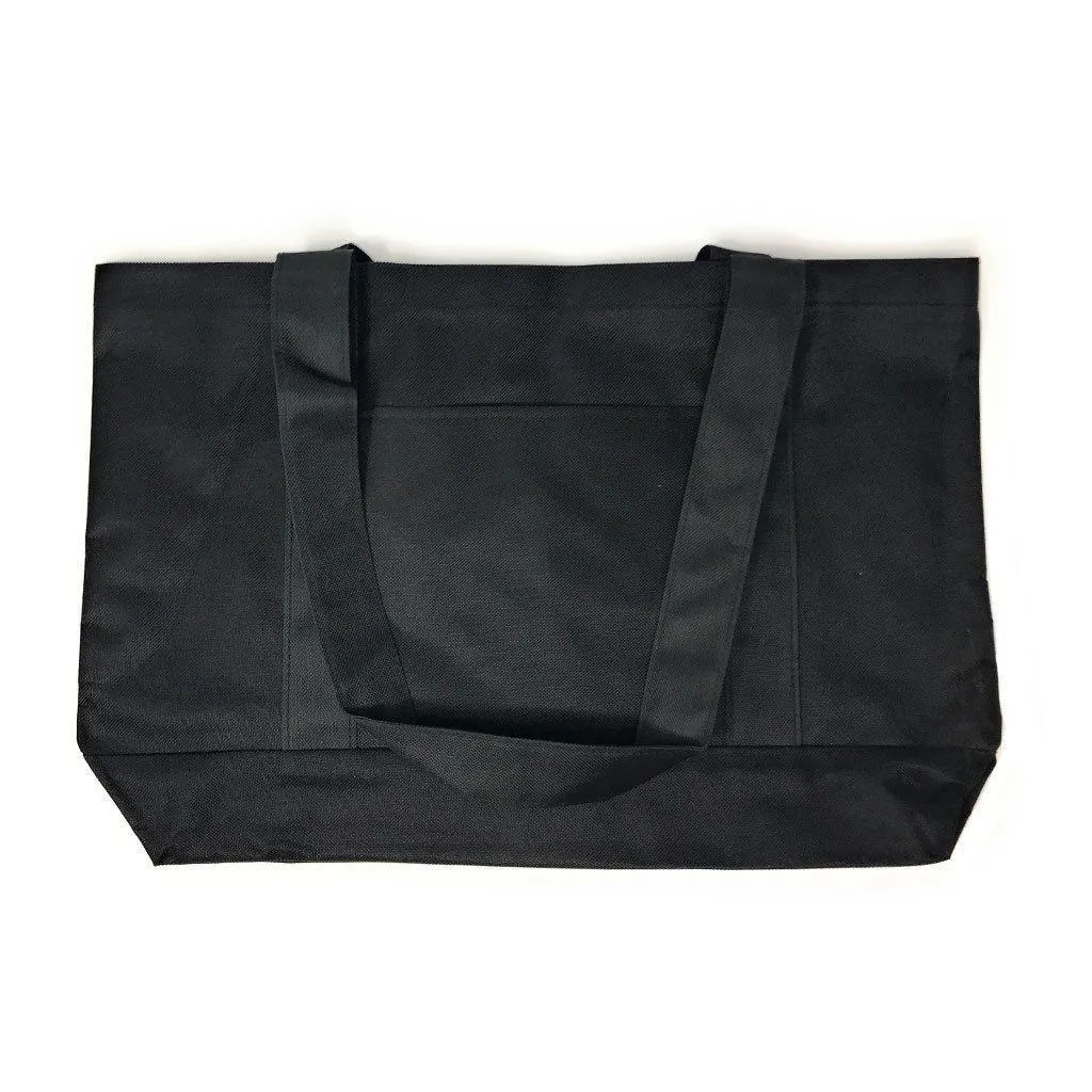 Reusable Grocery Shopping Totes Bags With Wide Bottom Gusset Black Plain