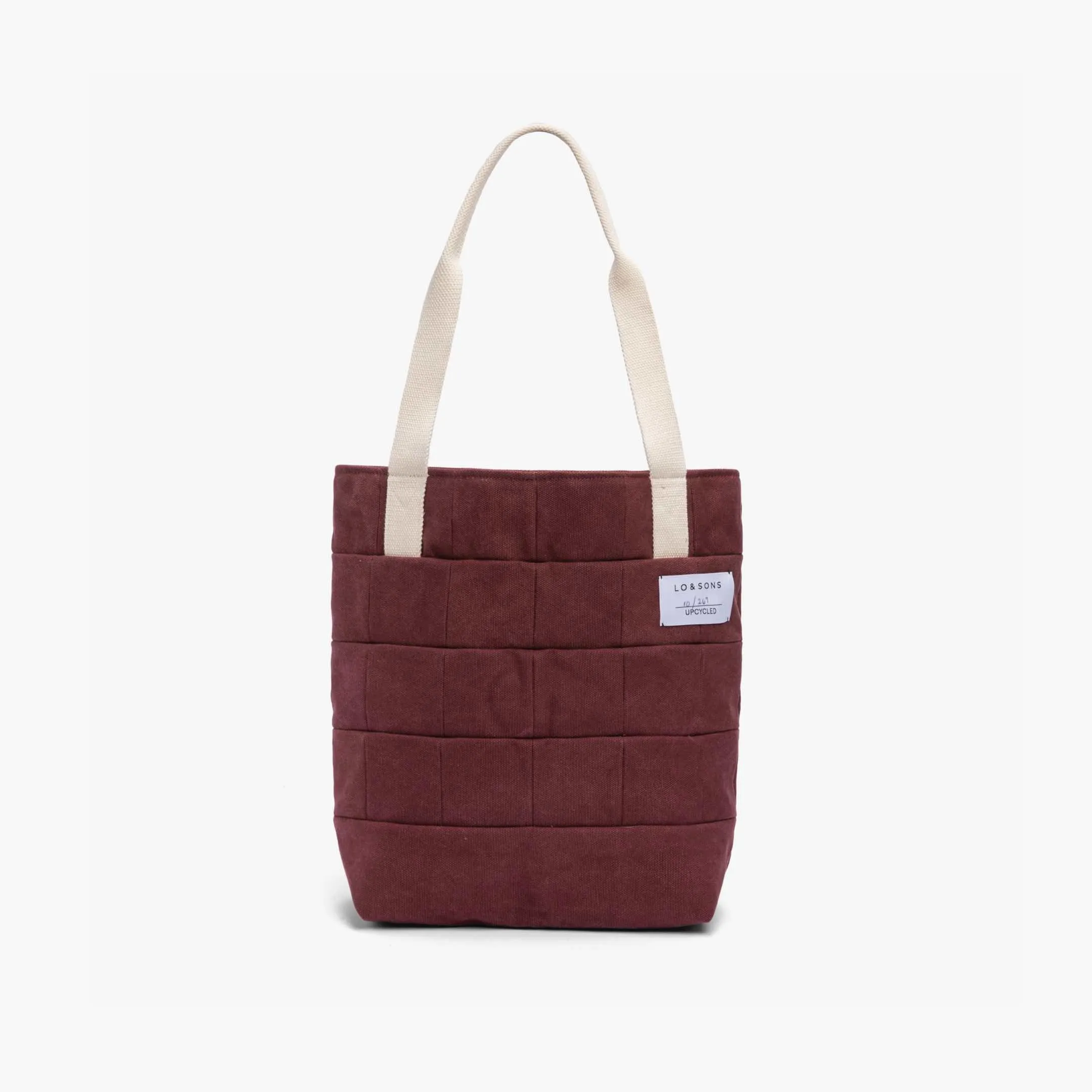 Rockwood Upcycled Patchwork Tote - Canvas - Burgundy / Grey