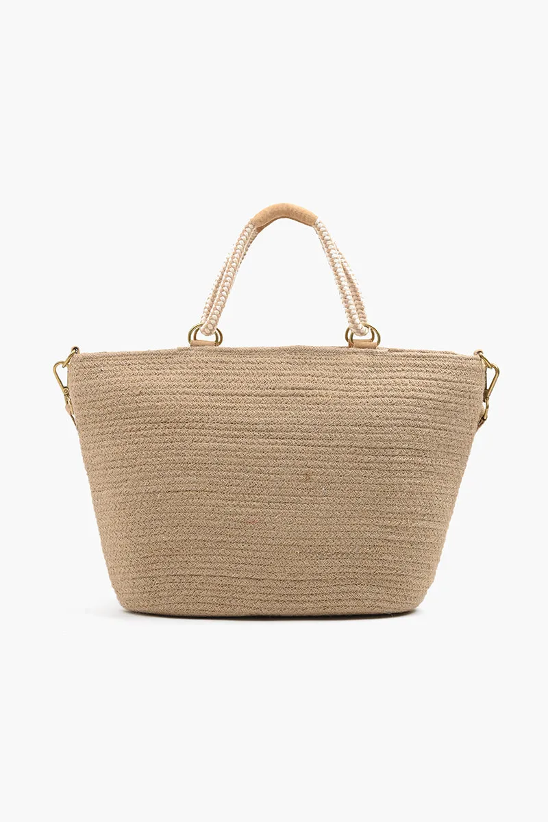 Savannah Embellished Large Jute Tote