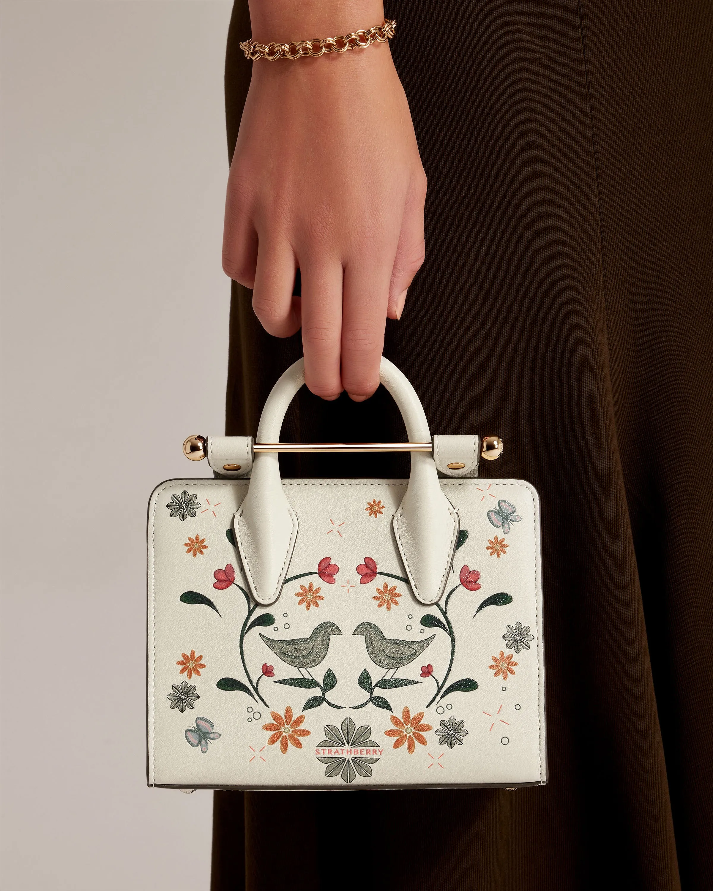 The Strathberry Nano Tote - Vanilla Bird Print