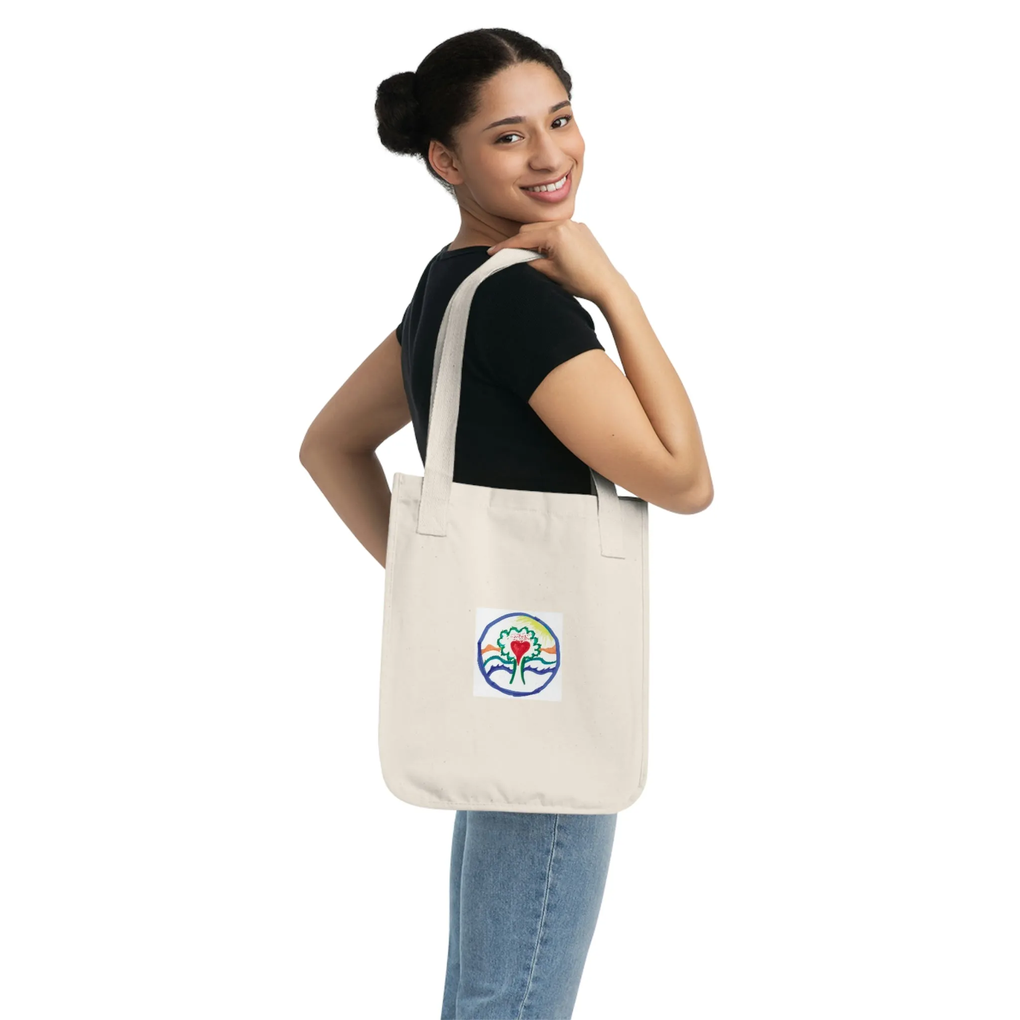 TREE OF LIFE SUNSHINE HEART ORGANIC CANVAS TOTE BAG