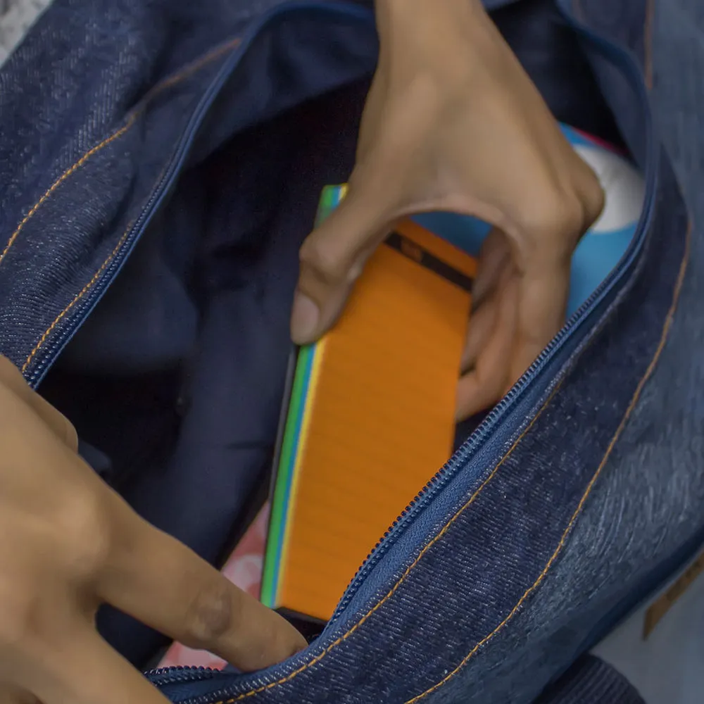 Upcycled Denim Duffle Travel Gym Bag