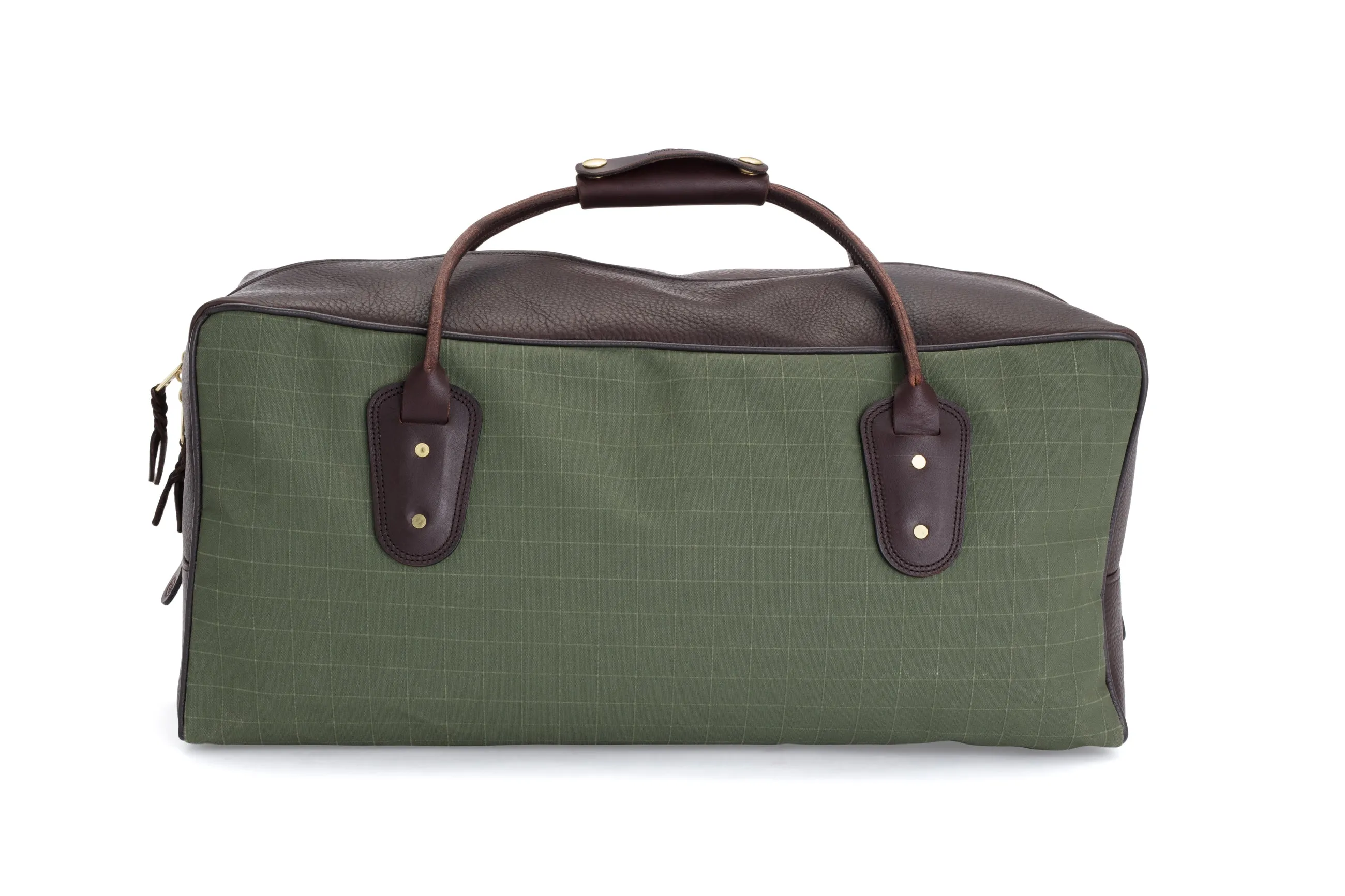 Weekender Travel Bag - Green Canvas with Chocolate Trim Leather