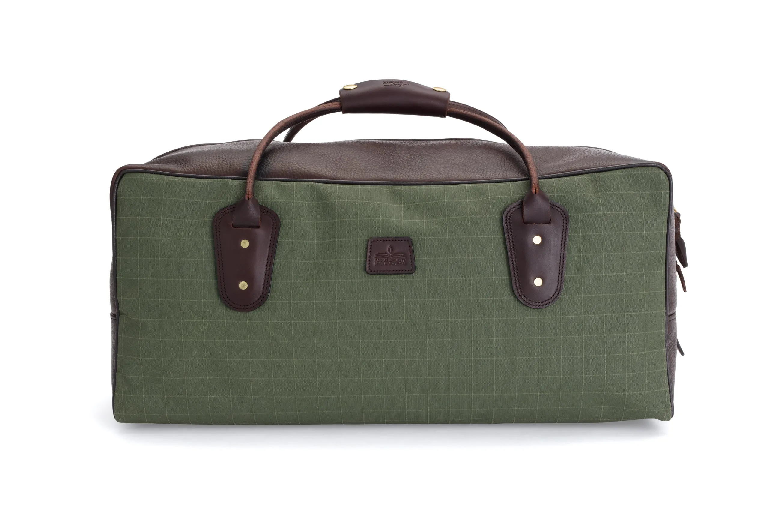 Weekender Travel Bag - Green Canvas with Chocolate Trim Leather