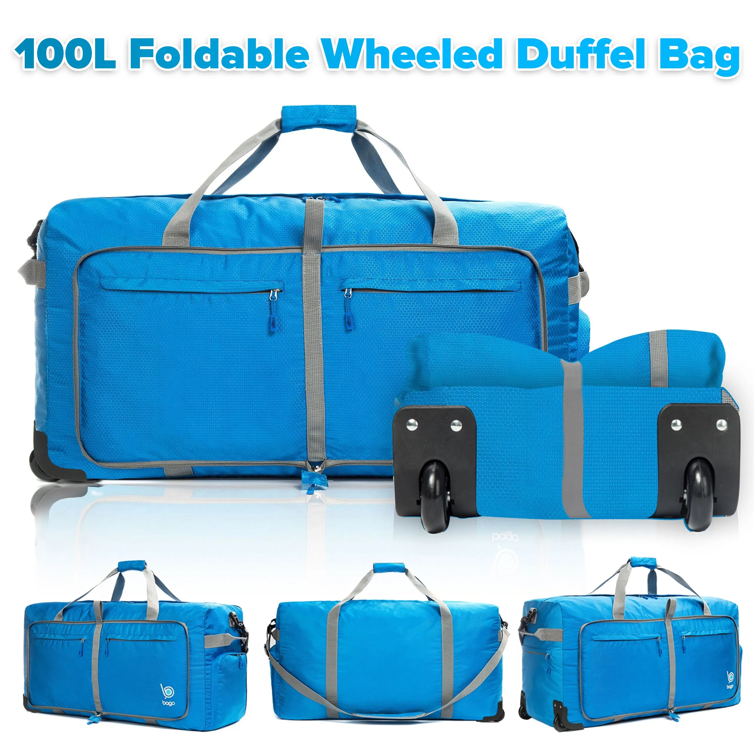 Wheeled Duffle Bag Luggage - 100L Large Rolling Duffel Bag 30 inch Folding Duffle Bag