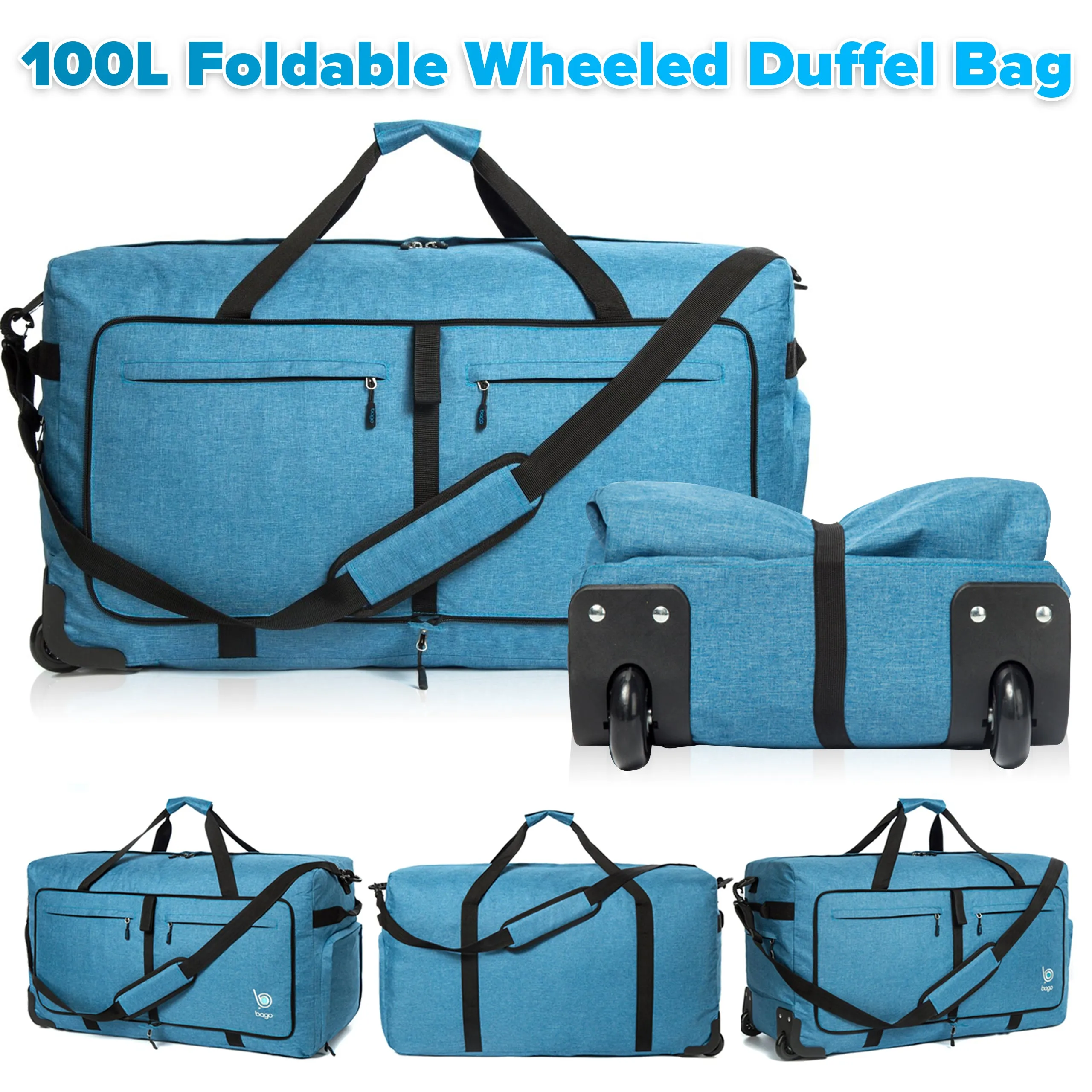 Wheeled Duffle Bag Luggage - 100L Large Rolling Duffel Bag 30 inch Folding Duffle Bag